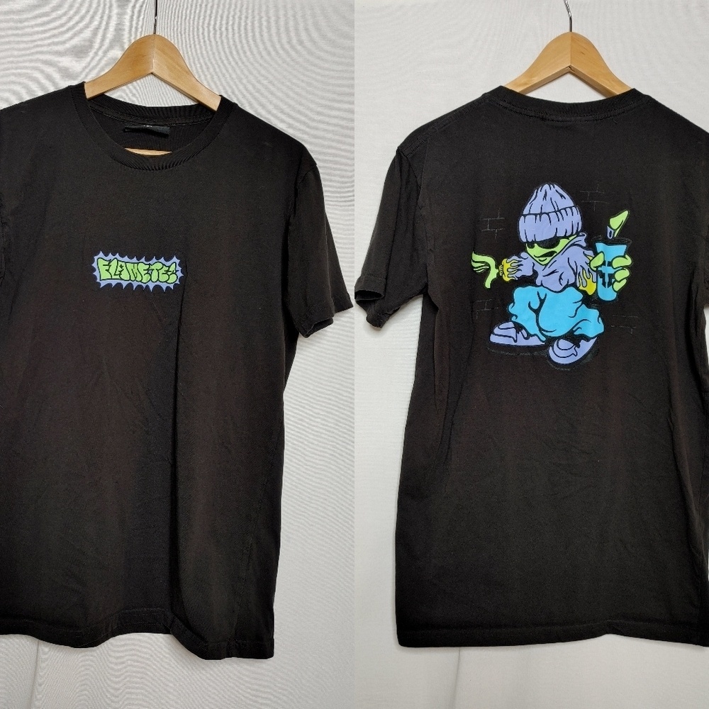 Tactics Brand Graphic Tee Black Green Blue Purple Flametes Medium Cotton